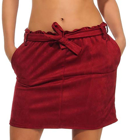 Malito damkjol | vinterkjol i velourutseende | klockkjol med fickor | A-linje kjol 18196, Bordeaux, S