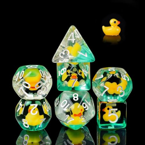Cusdie 7-Die DND Dice, Polyhedral D&D Dice Set Filled with Animal, Animal Dice Set for Role Playing Game Borad Game (Yellow Duck)