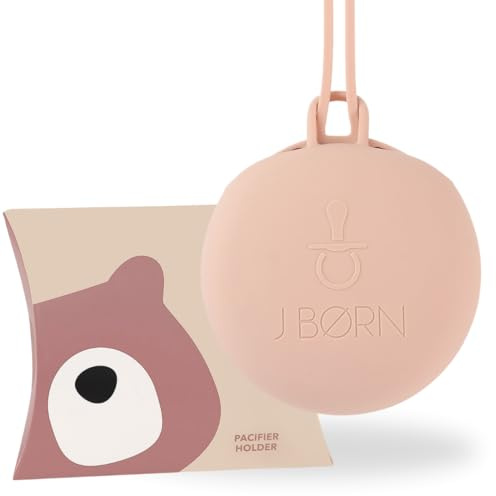 J.Børn Silicone Dummy Case | Dummy Holder Stores 3 Dummies | Easy to Clean Pacifier Holder | Pacifier Storage Container | Portable Baby Pacifier Case for Travels (Blush)