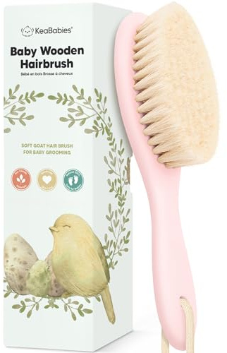 Brosse à cheveux pour bébé - avec poils de chèvre doux, capuchon berceau, Produit toilettage parfait le cuir chevelu bébé, Petites filles, Garçons (Blush, Oval)