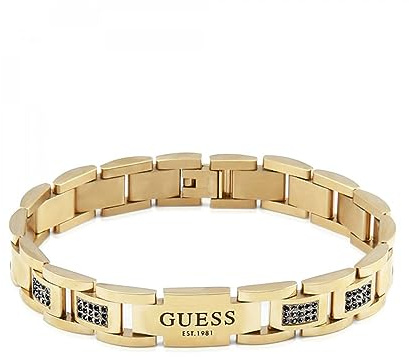 GUESS - Pulsera para hombre, acero dorado, 12 mm, JUMB01342JWYGBKT, One Size, Plata, No es una piedra preciosa