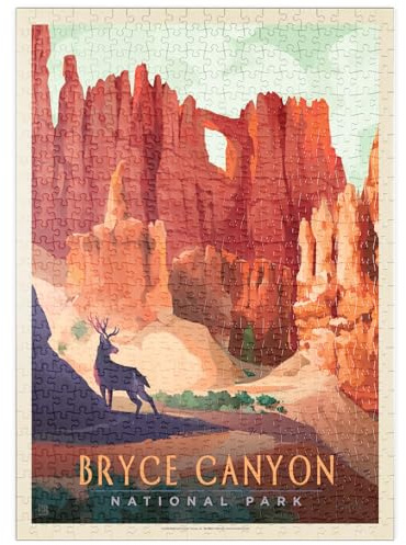 MyPuzzle Bryce Canyon National Park: Mule Deer, Vintage Poster - Premium 500 Pièces Puzzle - Collection spéciale MyPuzzle de Anderson Design Group