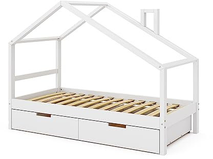 VitaliSpa Hausbett Lori, Weiß, 80x160 cm mit Schubladen