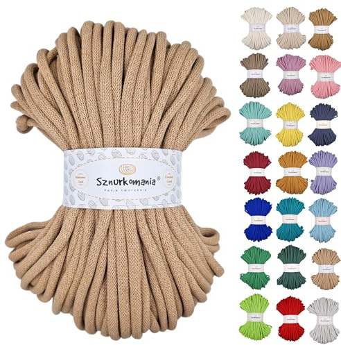 Cordoncino di cotone 9 mm, 50 m, diversi colori, filato di cotone, filo di cotone intrecciato da 9 mm con nucleo, cordoncino macramè, cordoncino per uncinetto, cordoncino da 9 mm