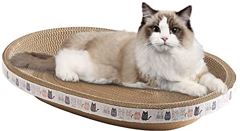 Griffoir pour Chat Carton | Grattoir à Chat Ovale Haute densité pour griffoirs et Meubles | Poteaux à gratter en Carton Tapis à gratter | Planche à gratter pour Chats d'intérieur Qui dorment
