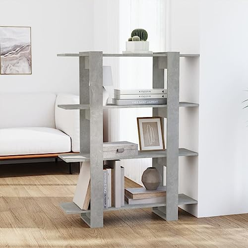CKioict Eckvitrine Modernes Standregal Wohnzimmermöbel Bücherregal/Raumteiler Betongrau 100x30x123,5 cmfür Wohnzimmer, Schlafzimmer, Büro
