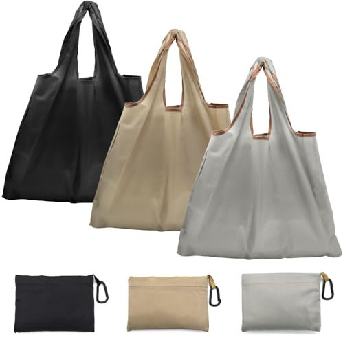 YDHfdc 3 Stück Einkaufstasche Faltbar 50x48cm Faltbare Einkaufstasche Wasserdicht Shopping Bag Einkaufsbeutel Faltbar mit Angebrachtem Beutel für Einkauf (3 Farben)