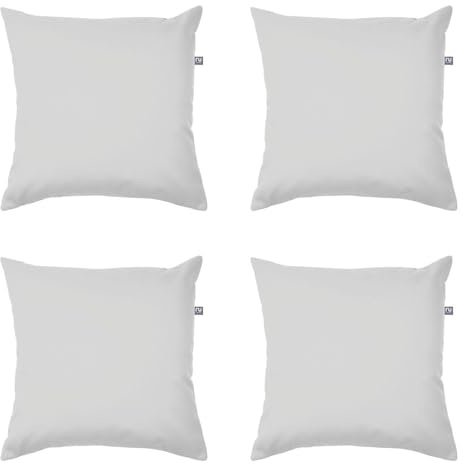 rucomfy Indoor/Outdoor Cushion with Insert Filling - Accessories for Home and Garden Decor Scatter Pillow - Pre Filled with Fibre Inner - Water Resistant - 45 x 45cm (4, Platinum Grey, 45cm x 45cm)