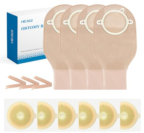 22 pezzi forniture per stomia – tasca per colostomia, sacchetti per colostomia in due parti per colostomia & Ileostomia, da tagliare, 70 mm max (16 x tasca per stomia + 6 x barriere + 3 x pinze)
