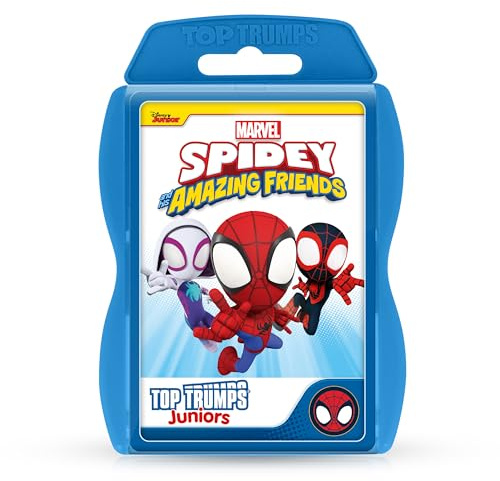 Top Trumps Spidey and Friends Junior Optimal for Players Aged 3 plus and Easy to Hold for Small Hands to Take Everywhere,Kid's favourite characters Iron Man, Spidey and Miles Morales