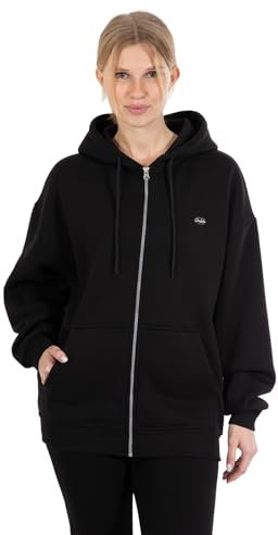 SMILODOX Zip Hoodie Damen Eda, Oversize Kapuzenpullover mit seitlichen Taschen, weicher elastischer Stoff, Langarm Hoody, Bequem und Vielseitig Kombinierbar, Optimal für Sport, Streetstyle und Alltag