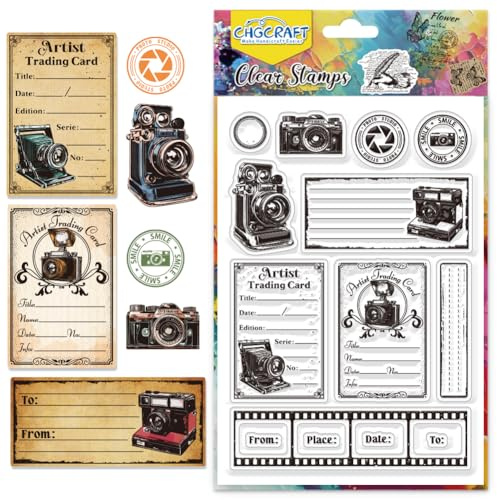 CHGCRAFT Sellos transparentes para cámara retro, sellos transparentes de silicona para hacer tarjetas, álbumes de recortes, decoración de fotos