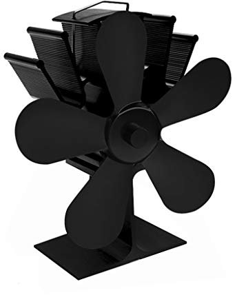 Ventilateur de poêle à bois silencieux respectueux de l'environnement et chaleur efficace pour cheminée, brûleur à bûches, couleur noire