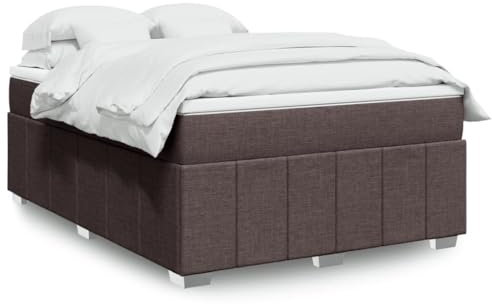 MOBCANT Boxspringbett mit Matratze, Betten Bett Bettsystem Futonbett Geeignet für Schulen Hotel Wohnungen Schlafzimmer Dunkelbraun 140x200 cm Stoff