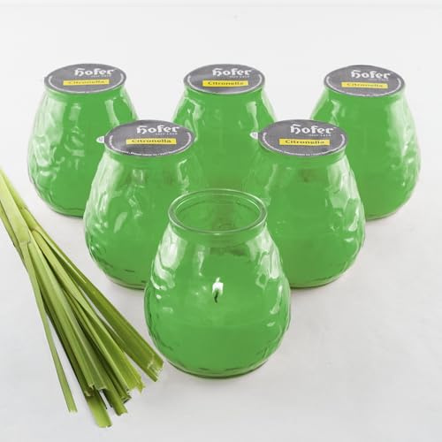 HOFER 6 luci da bistrò, citronella salvia | portacandele per esterni | candela di alta qualità in vetro con profumo di citronella | candele all'aperto per feste in giardino | decorazione per esterni