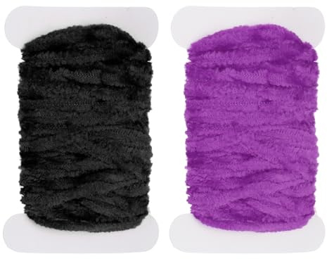 PATIKIL Chenille Per Legare Mosche Totale 10 M, 2 Confezioni Rayon Chenille Materiali Per Legare Mosche Filo Forniture Per Realizzare Ami Jig Modelli Di Mosche Pesca, Nero/Viola