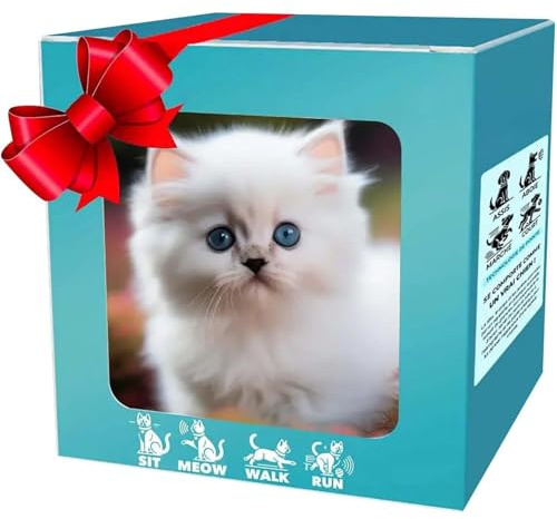 Chat Robot, Animal en Peluche, Animal Électronique Qui Aboie, Chat Robot Réaliste, Mon Chiot Robot Réaliste en Peluche, Expérience Robotique Interactive, pour Enfants White