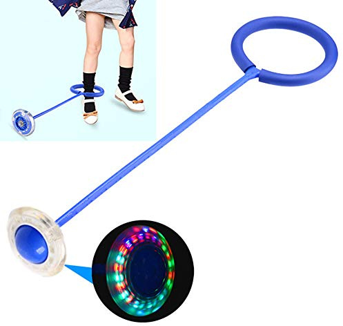 Tikwisdom Bola LED de una Sola Pierna Que Parpadea para niños, Pelota para Juegos al Aire Libre, Bola de Rebote para niños, Pelota de pie Juguetes de Bola oscilante (Azul) 60cm