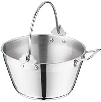 Penguin Home Jam Pan Maslin Pot of 5 Litre Stainless Steel, Lockable Handle Induction, Fridge & Freezer Safe Home Made Chutney Marmalade Pot Diameter 24cm