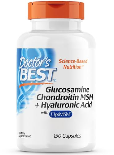Doctor's Best, Glucosamina, Condroitina, MSM e Acido Ialuronico, 150 Capsule, Testate in Laboratorio, Senza Glutine, Senza Soia