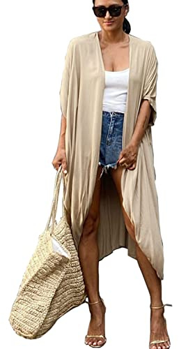 YOUKD Bohème Kimono Robe Long Cardigan Grande Taille Homewear Cover Up Robe pour Femme