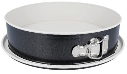 Eurohome Springform rund Ø28 cm Antihaftbeschichtung - Backform mit Flachboden und Edelstahlverschluss - Springkuchenform antihaft in Schwarz-Creme - Auflaufsichere Kuchenform Hitzebeständig bis 250°
