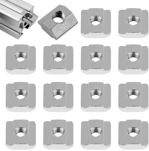 15 Stück T Nutensteine M5, M5 Nutsteine Set T-Nut Kohlenstoffstahl T Nutenstein Set, für Aluminiumprofil-Extrusionsschlitz 20-Serie