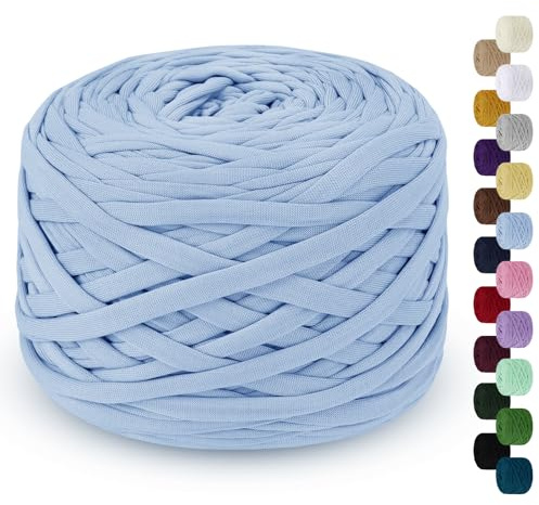 LEREATI Fettuccia per Borse a Uncinetto 285g/100m Cordino per Borse Uncinetto, Filato per Uncinetto, Cordoncino per Borse, Cestini, Tappeti, Fai da Te, Decorazioni, Artigianato (Blu Cielo)
