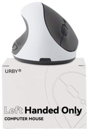 Urby Left Handed Mouse Wireless, Ergonomic, Vertical. Also As Left Handed Gaming Mouse. Compatible with Windows/macOS, Laptop, PC. [Type C & USB] [Battery Included, upgraded 2024] White