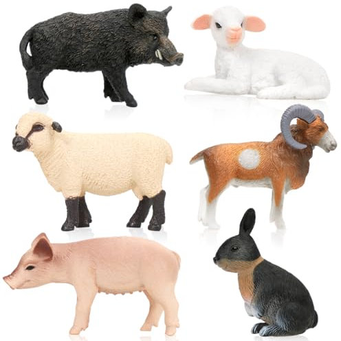 Meleager Tiere Figuren Set, 6 Stück Tierfiguren, Kleine Tiere Spielzeug für Kinder, Realistisch Bauernhoftiere Figuren als Kuchendeko, Lernspielzeug, Geburtstagsgeschenke