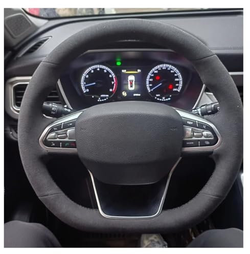 Cubrevolante para Geely para Atlas para Pro 2020 2021 para Azkarra Funda para Volante Coche Piel Gamuza Antideslizante Y Cómoda Fundas Volante(Red Thread)