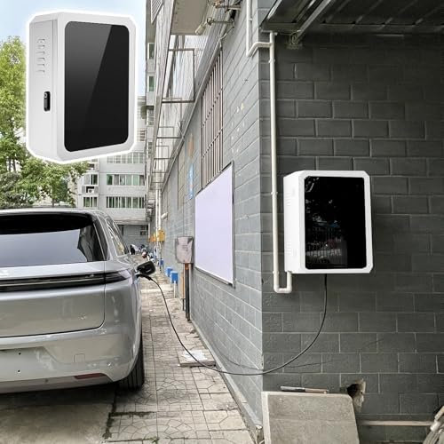 Borne de Recharge Borne de Recharge Murale pour Zone de Service, Support de Chargeur pour Véhicule Électrique Verrouillable, Borne de Recharge pour Véhicules Tesla à Énergie Nouvelle Améliorée(White)