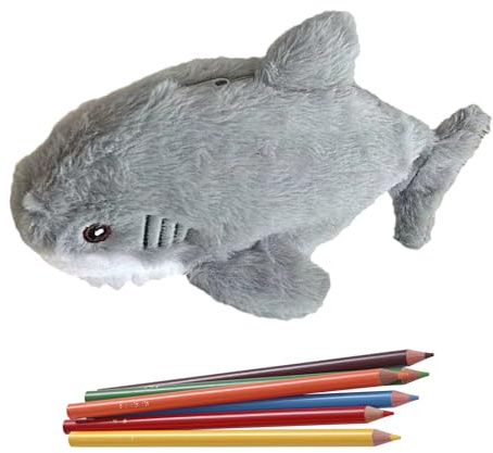 Genérico Trousse en peluche, trousse requin pour enfant | Organisateur avec fermeture éclair pour outils scolaires, gommes, crayons, stylos, clés
