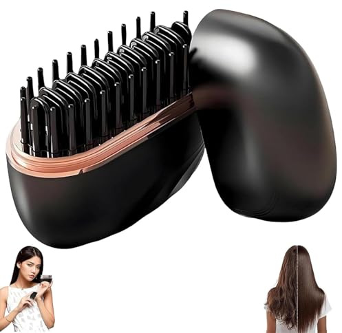 Mini lisciatore, raddrizzatore senza fili, pettine riscaldato, raddrizzatore da viaggio portatile 2 in 1, mini raddrizzatore a riscaldamento rapido per uso quotidiano (nero)