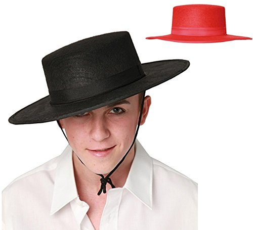 EUROCARNAVALES Sombrero Cordobes Negro - Sombrero de Disfraz para Hombres Adultos - Negro - Carnaval - Cultura Española