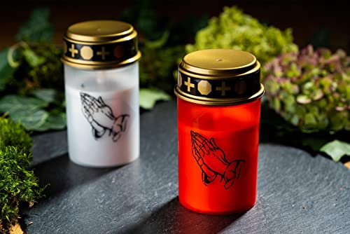 Novaliv Luz de tumba blanca y roja para tumba, luz de tumba, luz LED, vela parpadeante, vela para tumba con batería, vela de cementerio, vela conmemorativa, luz eterna