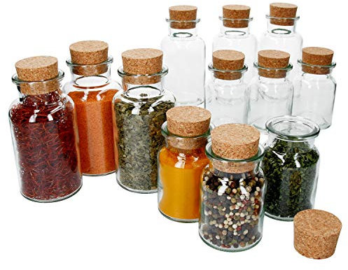 MamboCat 12er Gewürzglas-Set mit Korken I 6X 150 ml + 6X 300 ml I Vorratsglas + Korkdeckel I luftdicht I Aufbewahrung für Tee, Kräuter, Gewürze