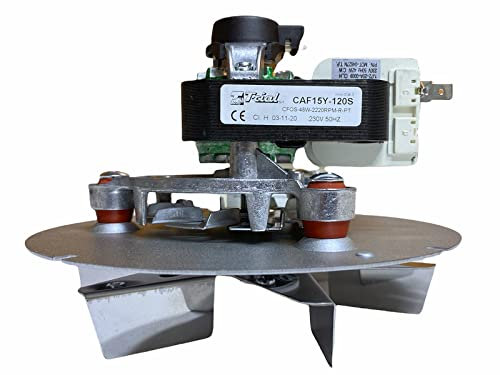 eRicambi, Estrattore Aspiratore Fumi Trial CAF15Y-120S per Stufe a Pellet, Potenza 48w, Numero di Giri fino a 2200rpm, Ventola Ø 150mm, Ø Totale 157mm, Girante in Acciaio AISI 430