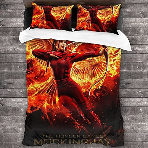 ANSSON Die Tribute von Panem Bettwäsche-Sets,The Hunger Games Kinder Bettwäsche 135x200,Katniss und Mockingjay Bettbezug Kissenbezug (135x200cm+80x80cmx2, Katniss1)