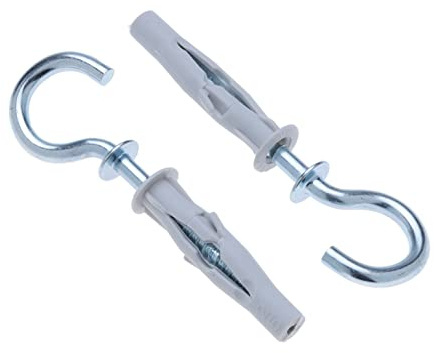 Viti a Gancio con M8 8x50mm Spina a Muro, con Tassello in Plastica, per Calcestruzzo, Cartongesso, Mattoni, Intonaco, Pietra, Soffitto (10 pz)