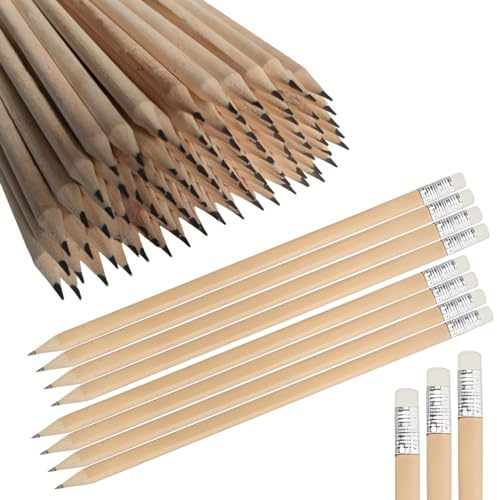 ALJOIR Pack de 100 Lápices de Madera Redondos con Goma de Borrar 2HB para Dibujo, Oficina, Colegio, Lápiz afilado con punta estándar