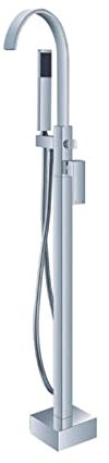 Robinets sur pied, robinet de baignoire, mélangeur d'eau chaude et froide carré avec douchette à main