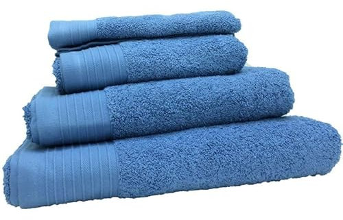 Rufino Díaz Toalla Rizo Algodón Peinado 500 gr/m2 Sofía (Azul - Lavabo 50x100cm) - Tejido absorvente, Suave y Resistente - para baño, SPA, Piscina
