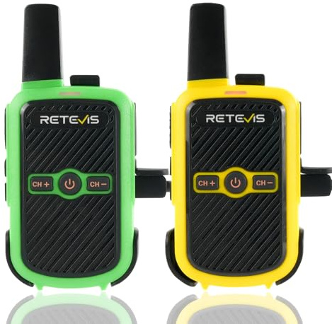 Retevis RT15 Walkie Talkies för Vuxna, PMR446-Radio, Handsfree Vox, Mini, 1000mAh, 2-Vägsradio för Campingspel, Skola, Husspel, Semestrar (Grönt och Gult, 1 Par)