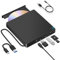 NOLYTH Externes CD Laufwerk für Laptop: USB-C Slim DVD Brenner Extern mit SD/TF Slot/2 USB Ports - Tragbar Plug & Play für PC Windows 11/10 Mac MacBook