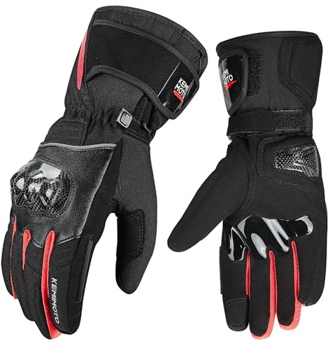 KEMIMOTO Winter Motorradhandschuhe, wasserdichte und Winddichte Motorradhandschuhe für 0°C~5°C, Verschleißfeste Handschuhe mit Kohlefaserschale,Touchsreen Winter Thermo Handschuhe für Skifahren
