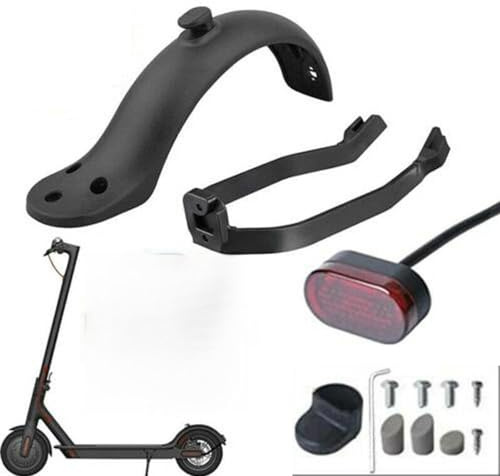 Garde-boue arrière pour scooter électrique, compatible avec Xiaomi M365, M365 PRO, M365 PRO2, 1S - Accessoires de scooter électrique avec feu arrière, support, coque en silicone et vis de fermeture