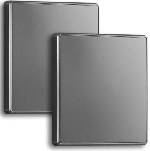 Acmerota 2Pcs Single Blanking Plate Cover Grey Single Blank Plates Socket Cover Overlay 1 Gang White Blanking Plate for 86 Type Unused sockets, Electrical Shock Protection, Waterproof Cover