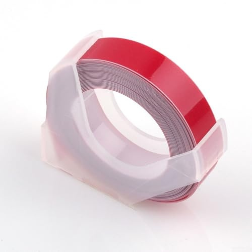 Recharge de ruban de gaufrage multicolore compatible avec et pour étiqueteuses MOTEX, y compris les modèles 5500A et 5500B, ruban de rechange de 6 mm x 3 m (rouge)