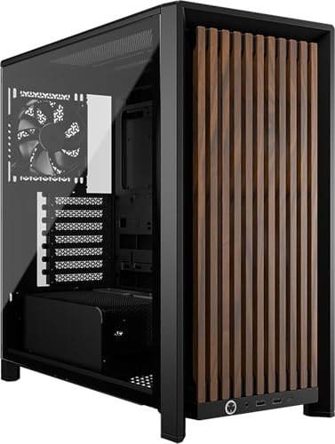 CORSAIR Frame 4000D Wood RS Chasis para PC ATX Semitorre – Negro y Nogal